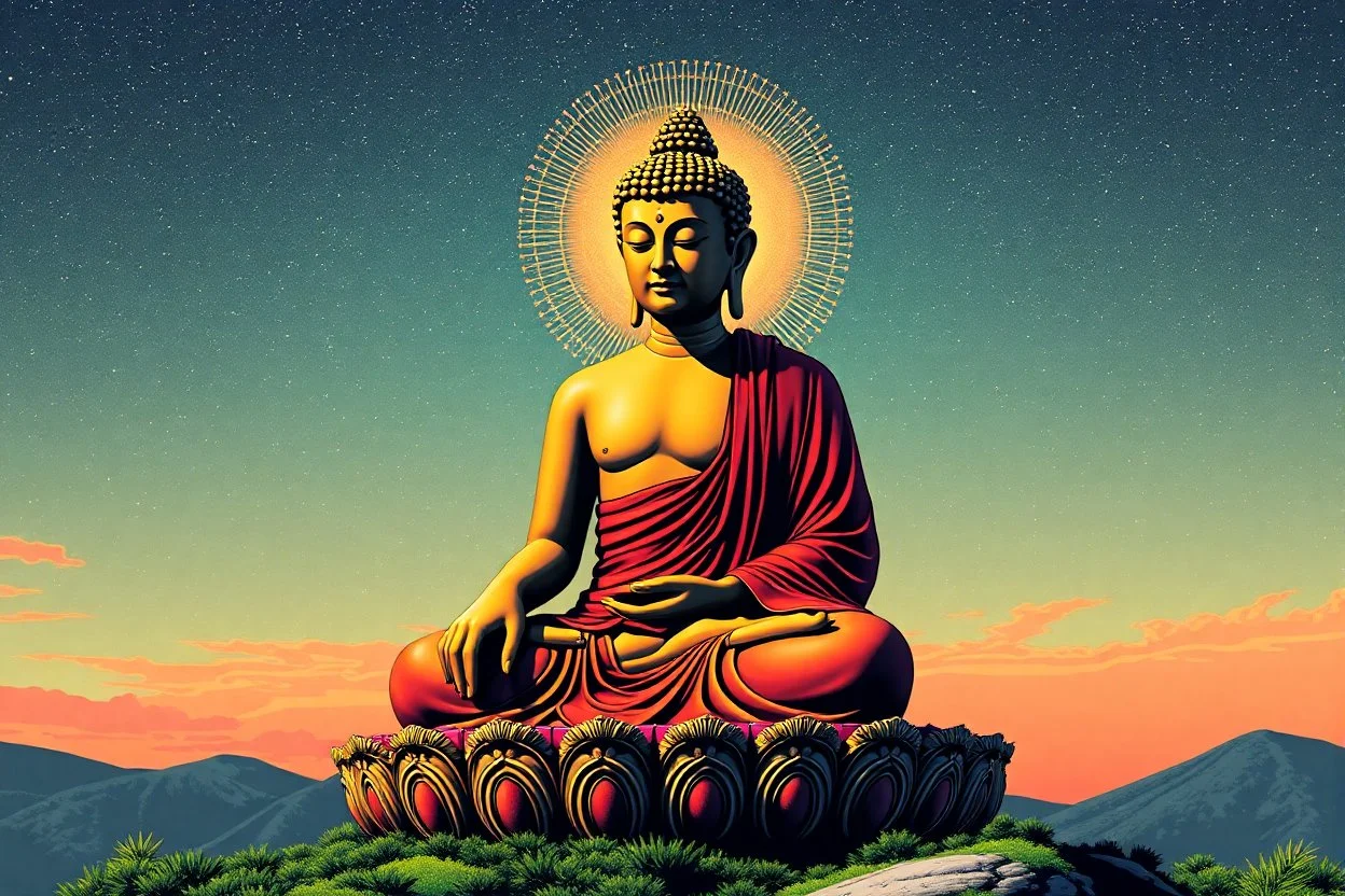 pop art pixels 1000 images budha in the style of shepard fairy