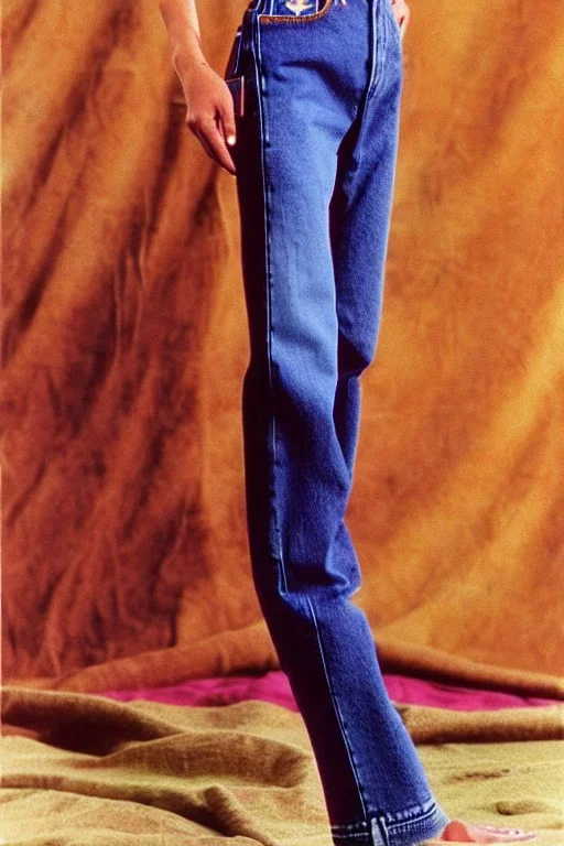 year 1996 denim fashion. Loose fit, low waist. Colors: denim blue, blue, purple, khaki, light green, lilac, plum, orange, terracotta, red, light yellow, lion yellow, pink, dark blue, beige. Women models.