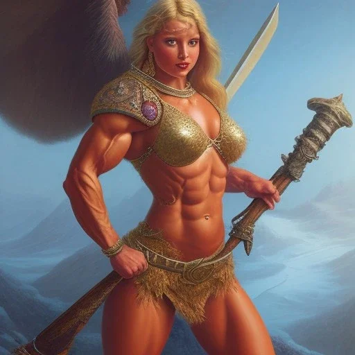 illustration dnd icelandic female bodybuilder barbarian by adrian smith ted nasmith boris vallejo