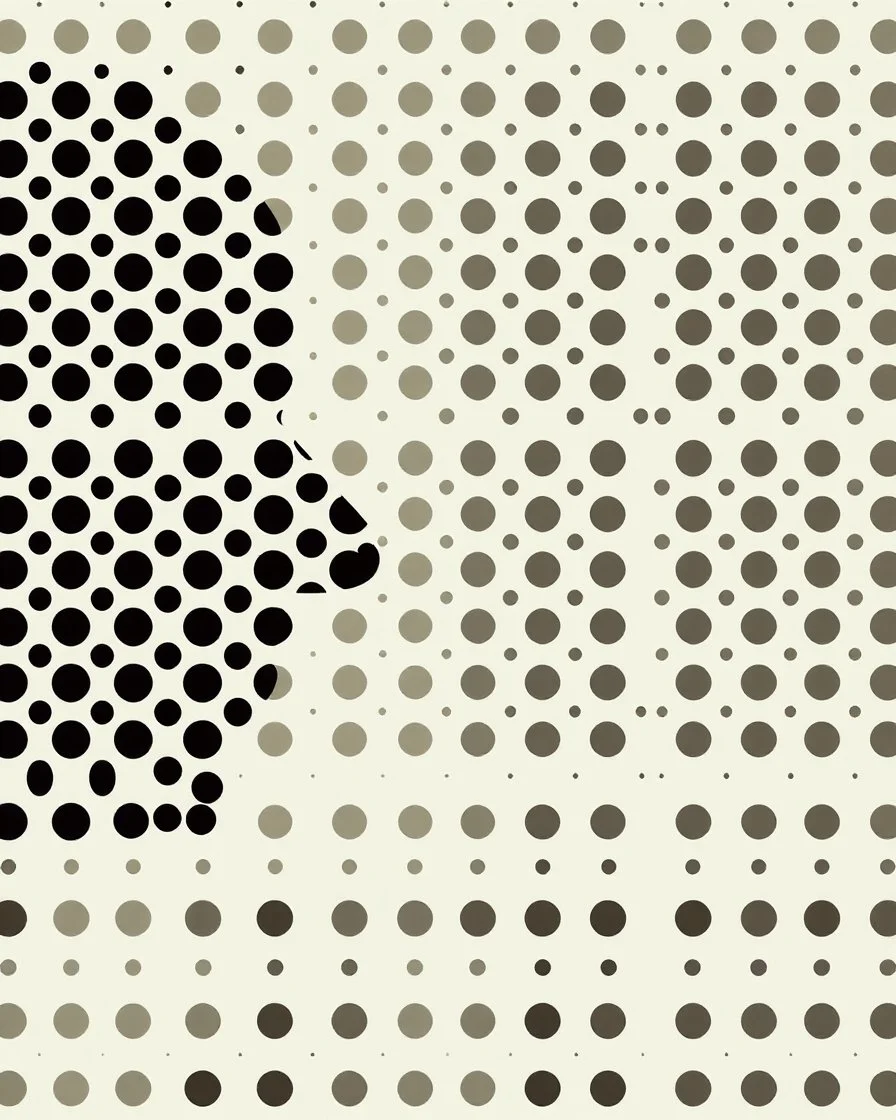 Please consider supporting me so I can keep this site free and possibly ad-free! Support me for as little as $5 by buying me a coffee! Buy Me A Coffee Full Prompt A pattern of dots arranged in an overlapping gradient, creating the illusion that they form faces or shapes when viewed from different angles. The design is minimalist and simple, with each dot being small and a uniform black color. It creates a sense of depth, as if you can see into another world through these tiny dots, in the styl