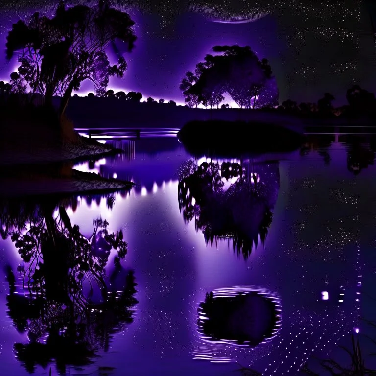 beautiful nighttime water mirrored dark purple