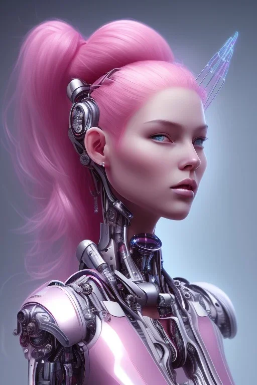 cyborg, pink hair,seven , perfekt, real, dream