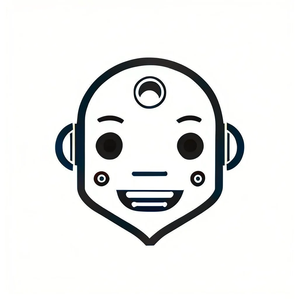 AI LOGO Robot simple, winking face happy