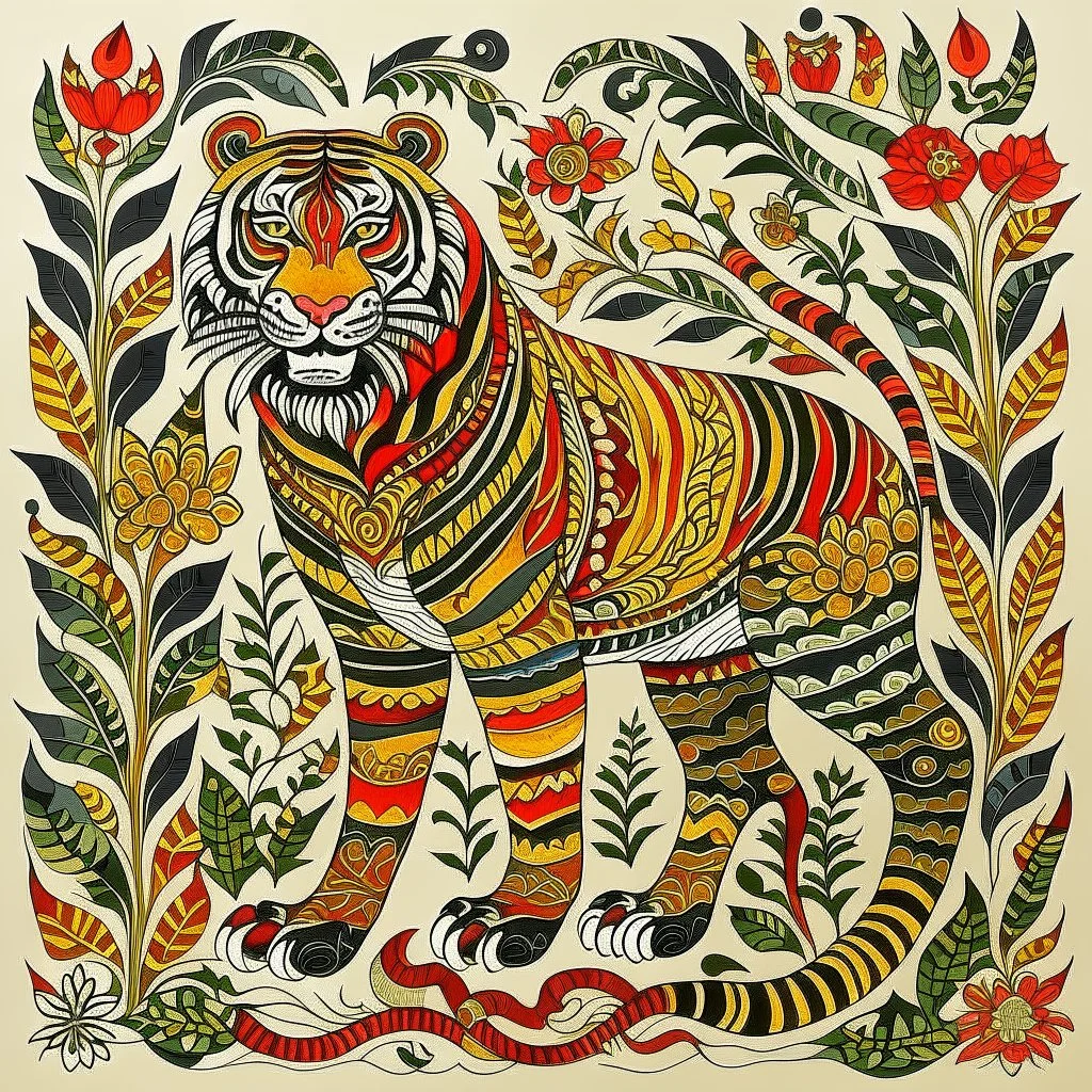 Borneo Folk Art Tiger illustration