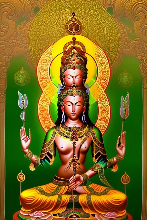 Green Tara, female bodhisattva, orthodox icon