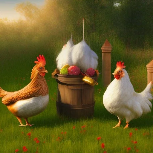 chicken full body field background