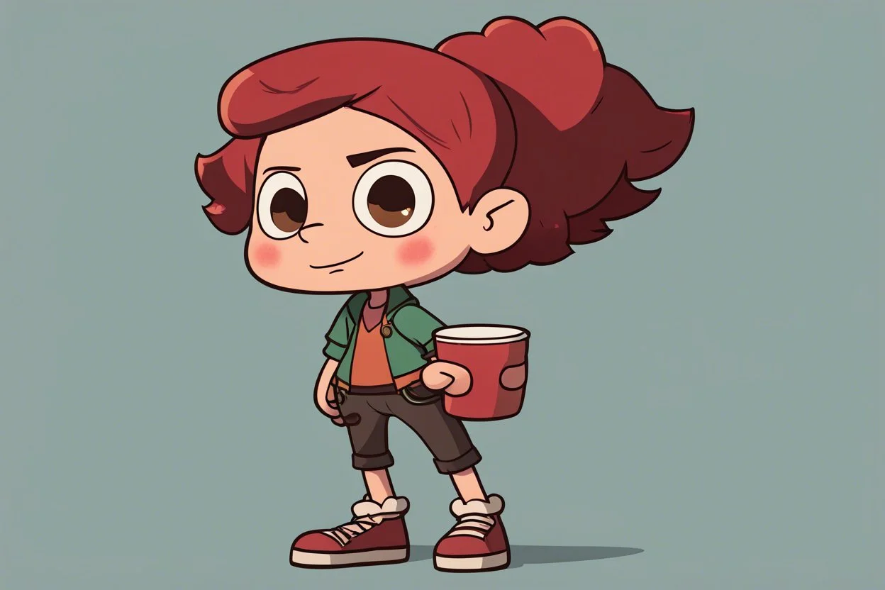 персонаж из вселенной Гравити Фолз, Персонаж женского пола, спортивного телосложения и низкого роста. Цвет кожи персонажа — капучино. Волосы персонажа покрашены в рыжий цвет, зачесаны назад. По текстуре волосы персонажа пушистые. У персонажа есть короткая челка. Глаза у него/нее зелено-карие. Персонаж носит одежду в стиле гаучо. Слово для вдохновения образа персонажа (тут вообще все) — ручей.