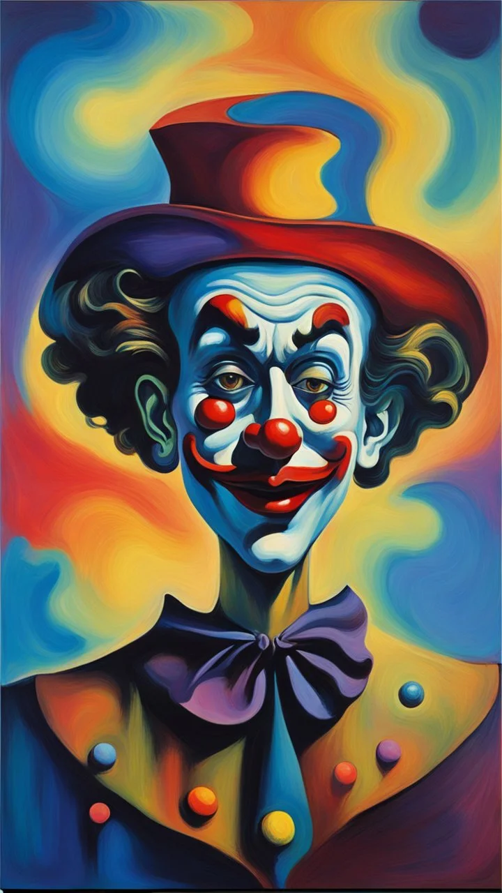 Abstract espresso ominous and fauvism ,the painting of the clown , northern lights, aesthetic, mesmerizing,rich colors, painted by Salvador Dali, highly detailed, 32k