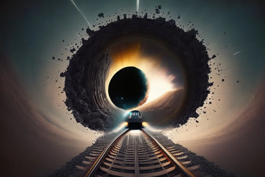 A train going into blackhole.