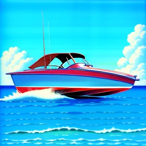 fullbody inside frame,sea,classic style concept, vintage SpeedBoat vehicle, retro design study, toned colors