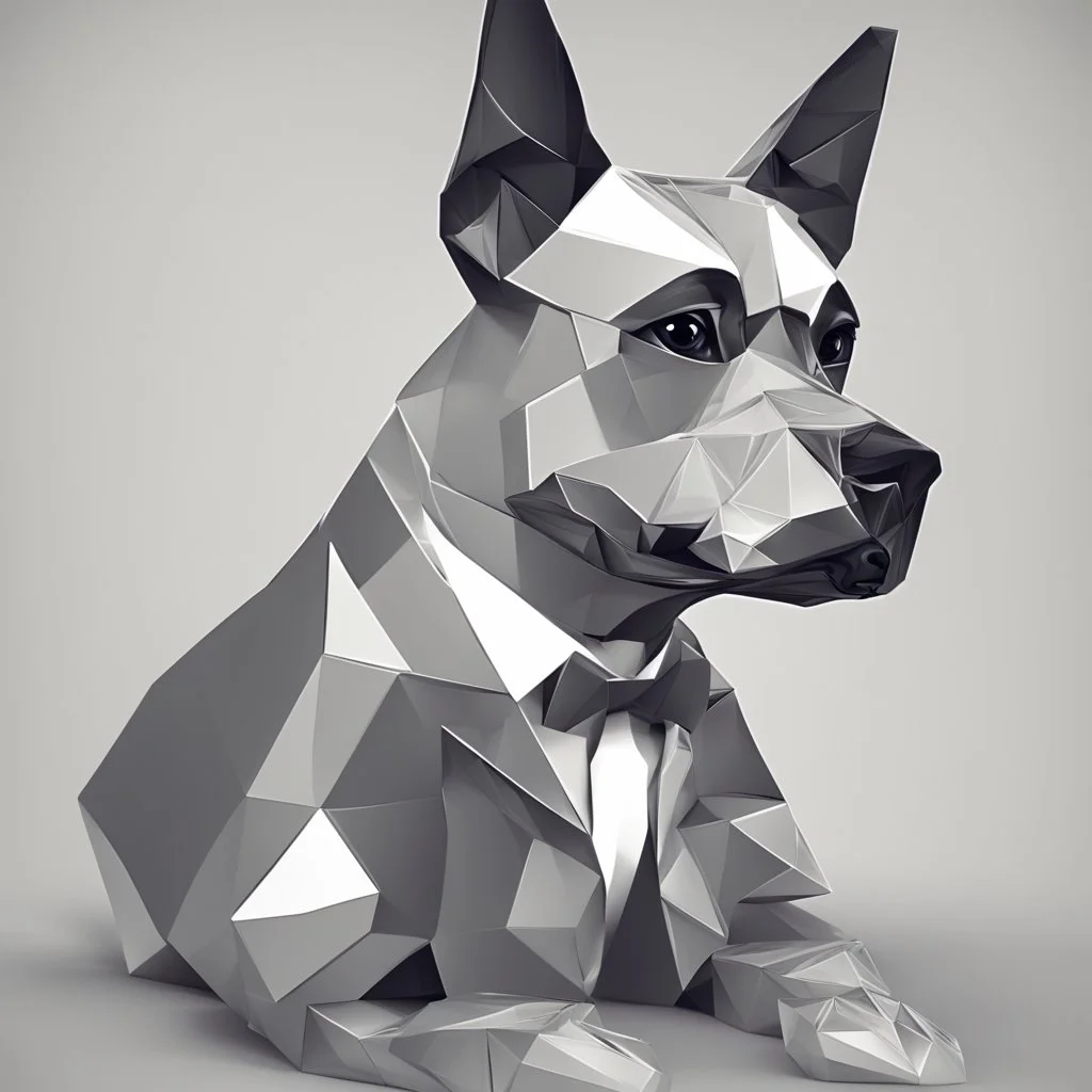 make one realistic business dog that is made of shapes and has a suit on looks a little like crystals lowest 2048 x 1152 pixels and highest 6 MB