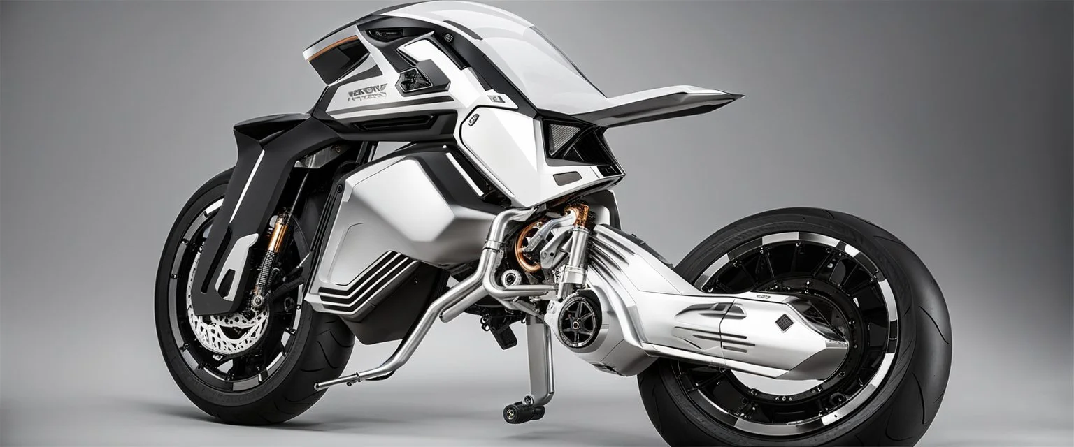 futuristic monster bike 3/4 front view