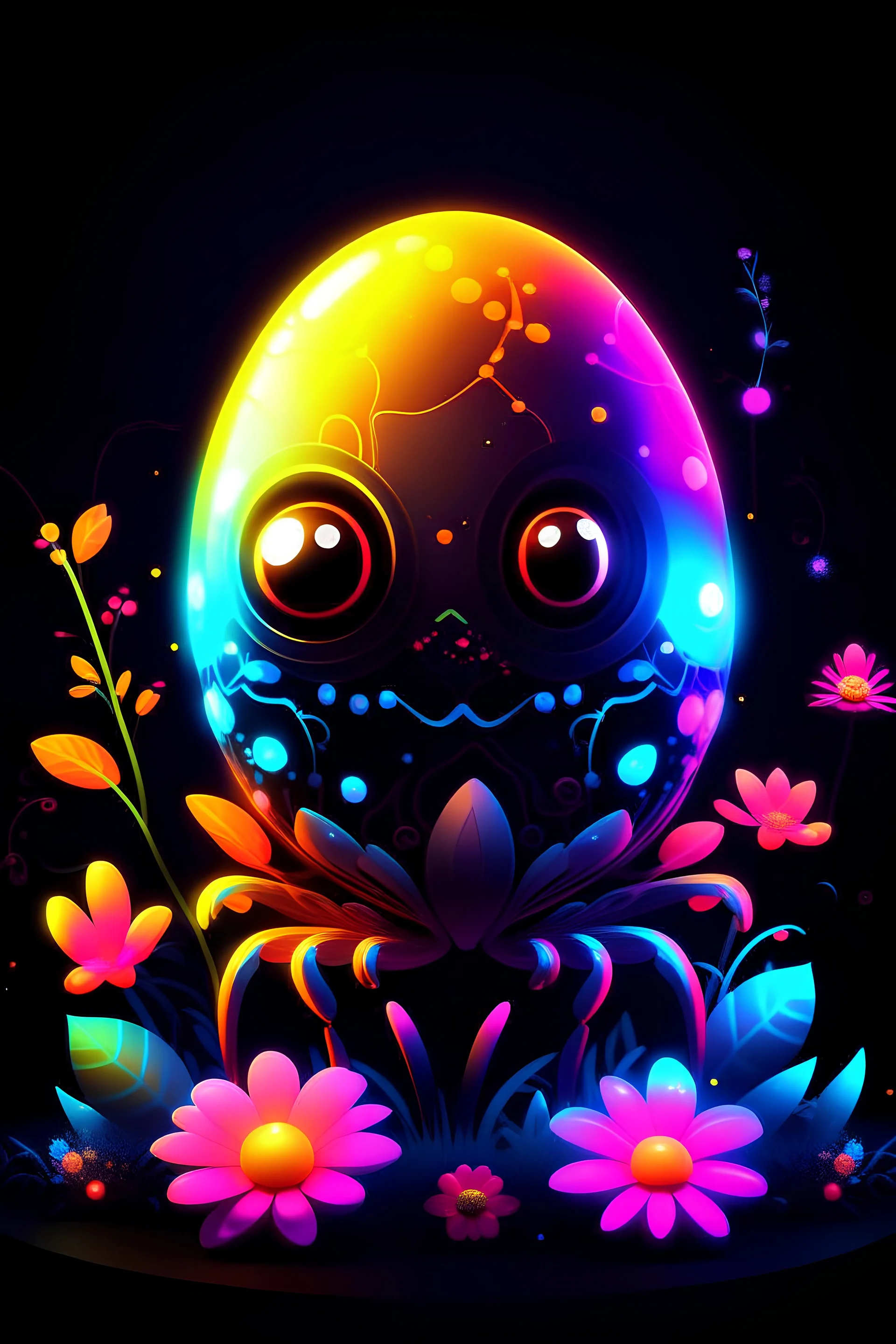 cartoon egg pfp character detailed spider fantastic glow glitter neon flowers