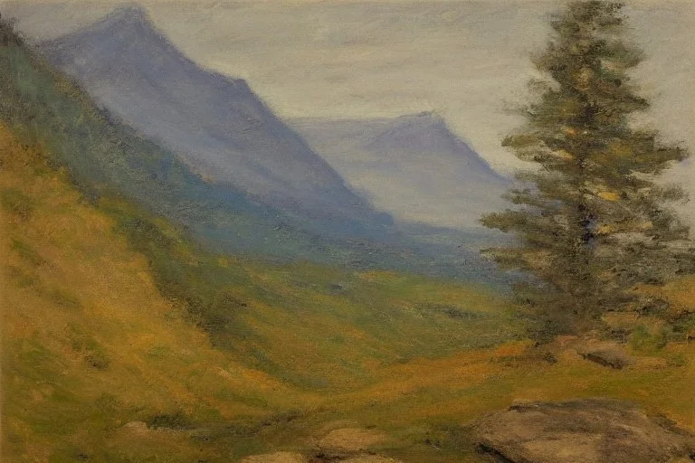 Mountains, Trees, rocks, epic, philip wilson steer impressionism painting