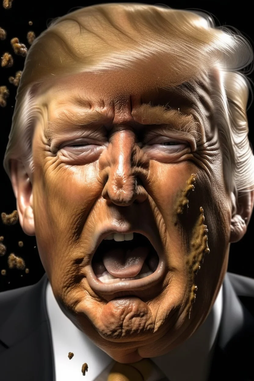 president donald trump with feces coming out of his mouth