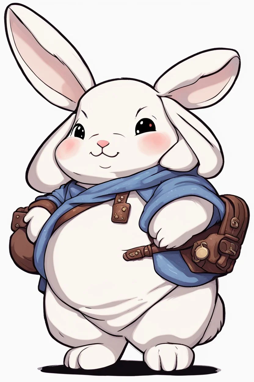 Cute fat bunny floppy ears adventurer robe dnd art realism