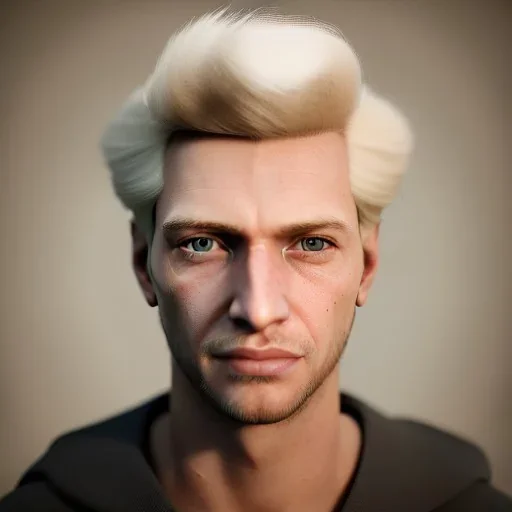 portrait of a man with blonde hair and amber eyes