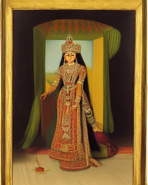 portrait of an Indian queen in van gouge style