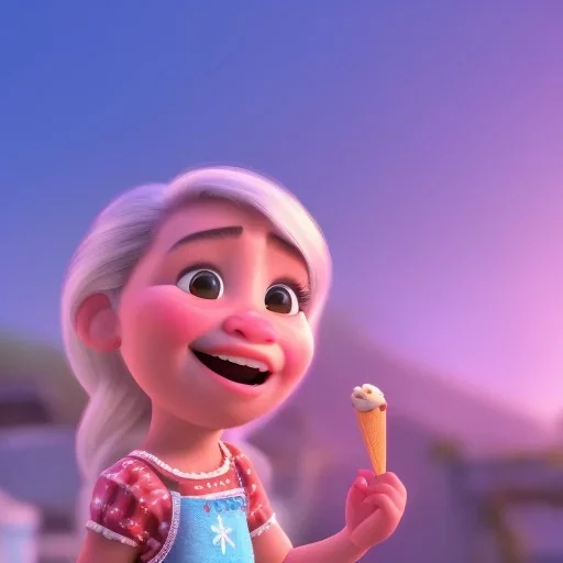 cute, adorable, smiling girl eating ice cream, candies flying all around her, Pixar, disney, cinema lighting, gaming, 8k, magic, love --q 1 --v 4