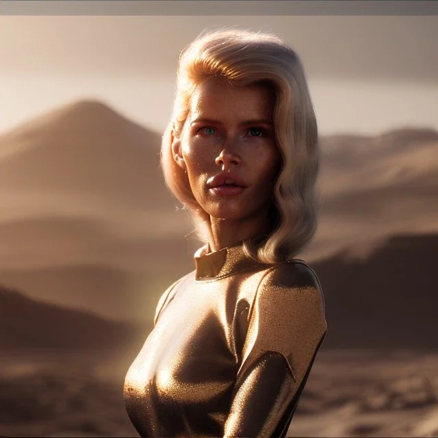 Ultra Realistic retro sci-fi movie scene, waist up view portrait, 5 clones blonde women, sweet young Claudia Schiffer face, perfect iris, glow eyes, makeup, weapon. Mars background, Retro sci-fi style, helmet, tight latex coat, fog, rain, soft color, highly detailed, unreal engine 5, ray tracing, RTX, lumen lighting, ultra detail, volumetric lighting, 3d, finely drawn, high definition, high resolution.