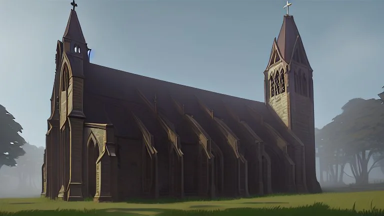 medieval church in the center of a small town