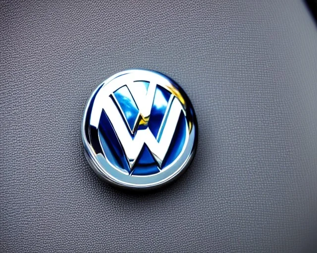 vw logo badge chrome futuristic