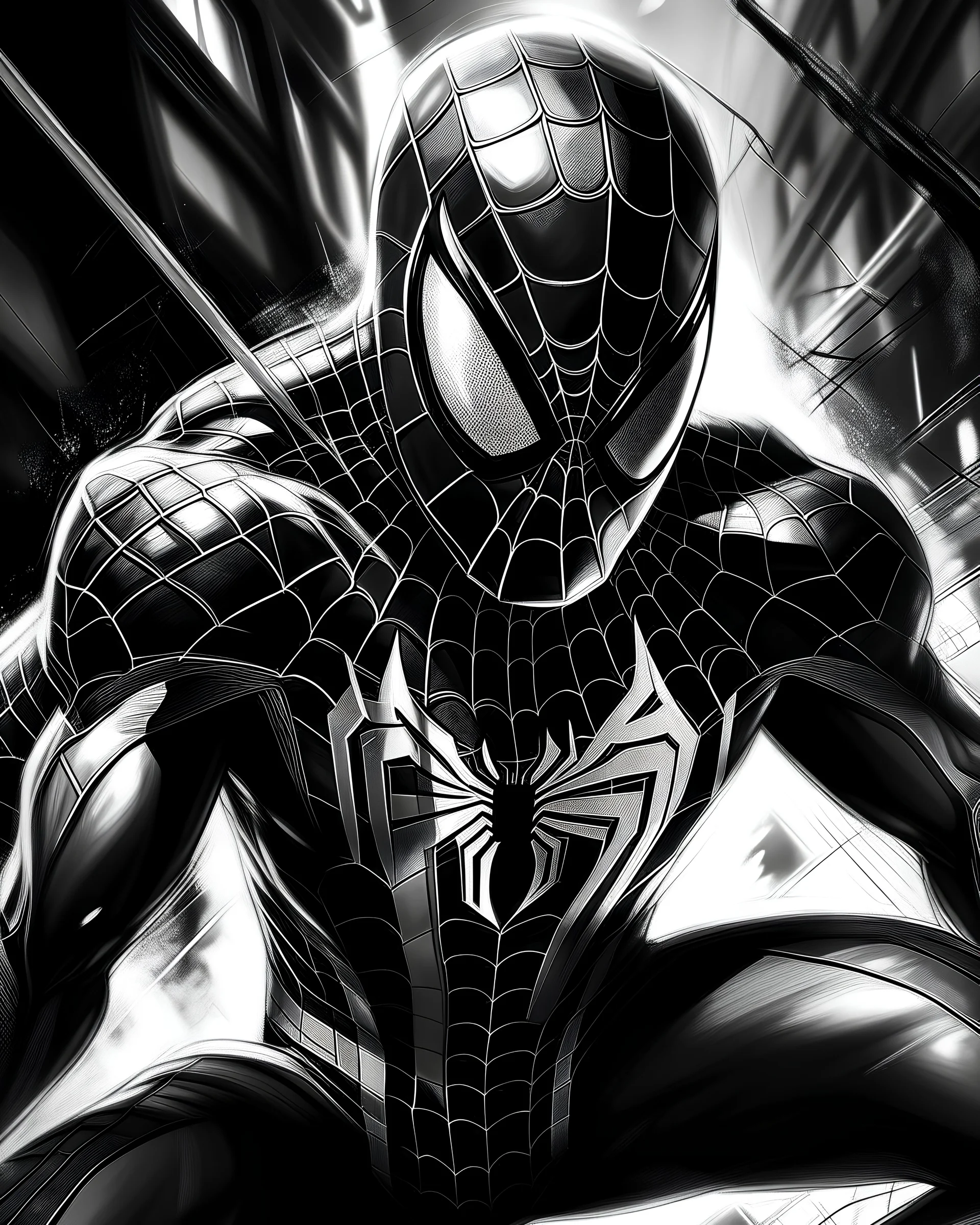 Drawing spider man Black and white