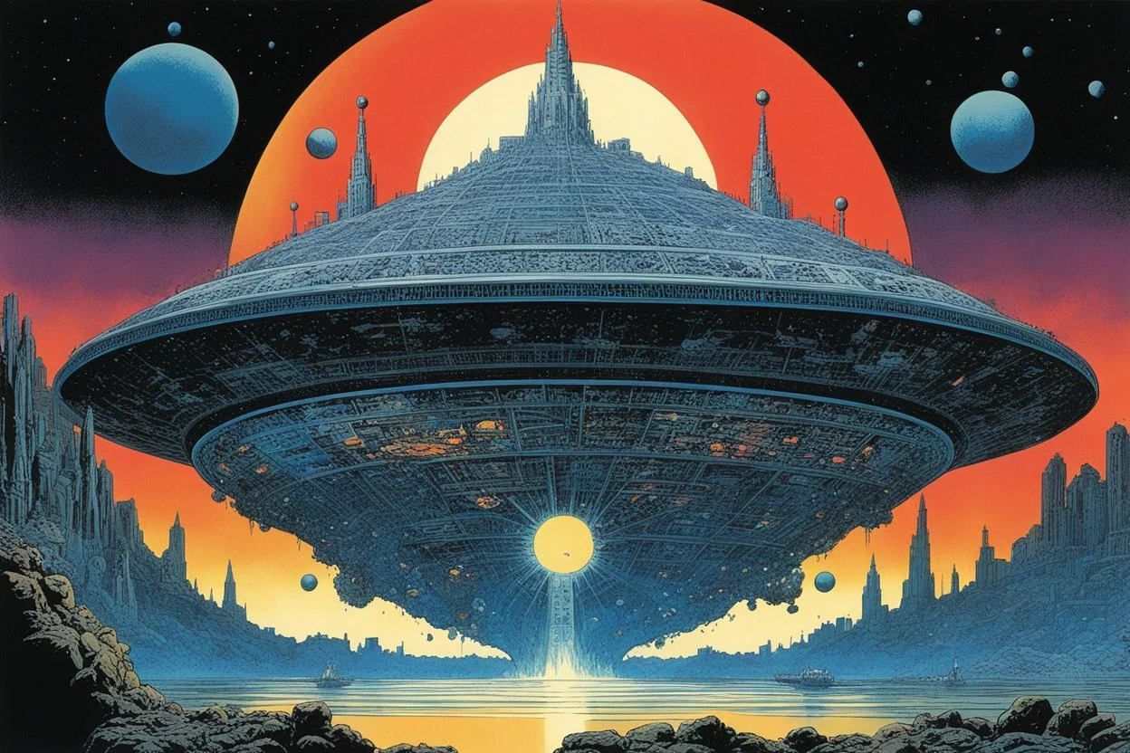 (art by Philippe Druillet's Délirius, 1973, written by Jacques Lob) Sloan in the celestial city: Hold me back or I'll make a mess