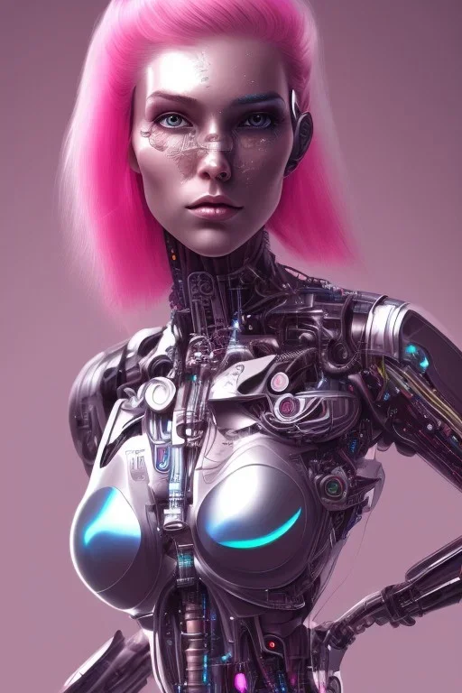 cyborg, pink hair,seven