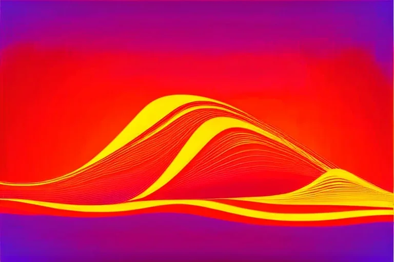 Vector Vector Vector technology abstract background with dynamic amorphous vector flowing gradient particle water curve waves and modern red, yellow, orange lines. Retro futurism geometric, cyberpunk.