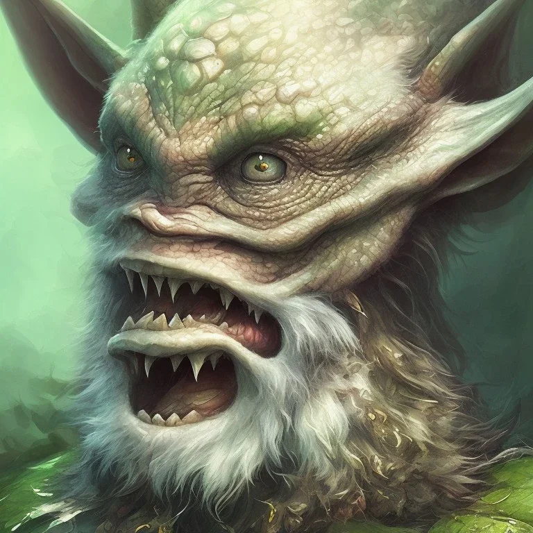 dungeons and dragons, fantasy, goblin, king, portrait, face, close up, greenish skin, watercolour