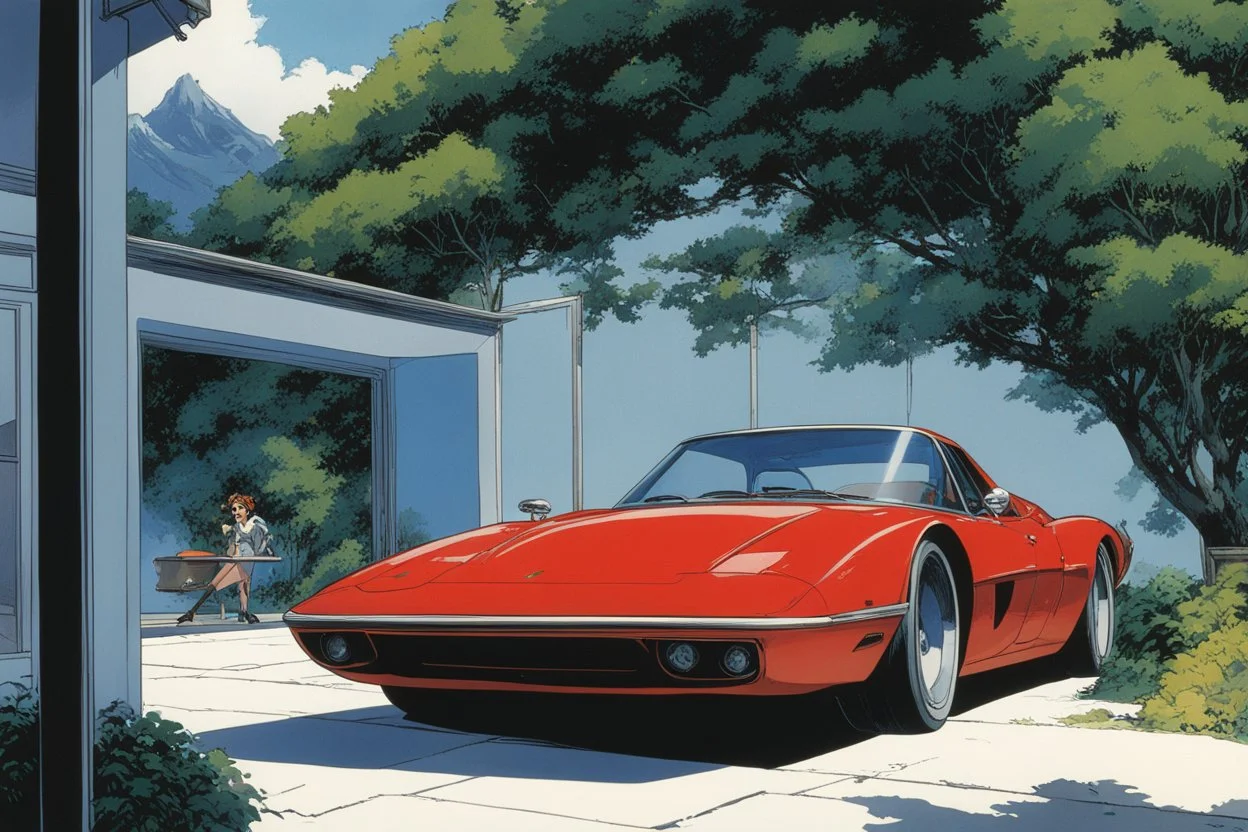 (high res photo in the style of Orion, by Masamune Shirow) (photo from a movie by Quentin Tarantino) A Real Young Girl (Une vraie jeune fille, 1976) Through the dining room window, you catch a glimpse of a sleek, red sports car pulling into the driveway. The engine's low growl draws your attention, and before you can process what's happening, a tall, athletic figure emerges from the driver's seat. As she adjusts her sunglasses, her long, sun-bleached hair cascades over her shoulders, catching t