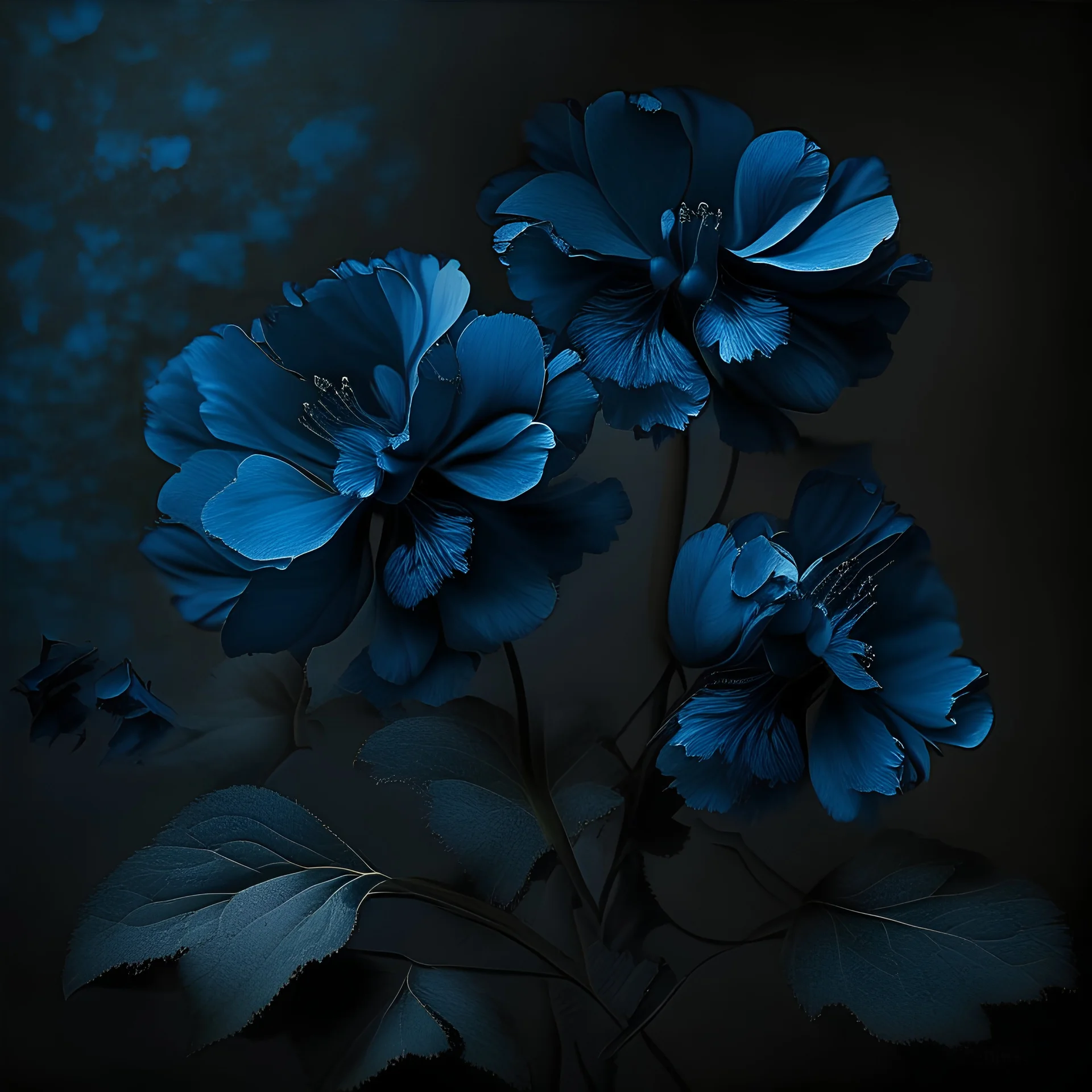 blue flowers dark