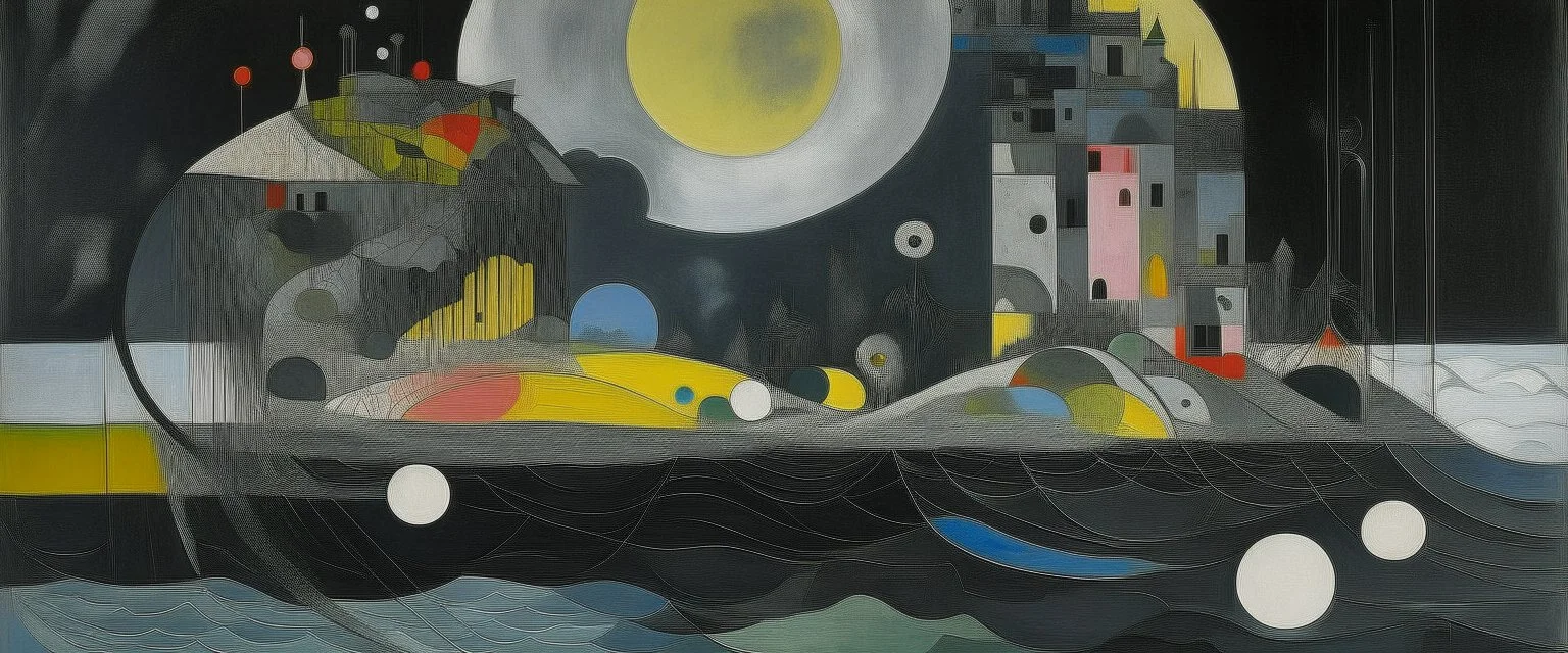 A dark gray isles of gloom painted by Wassily Kandinsky