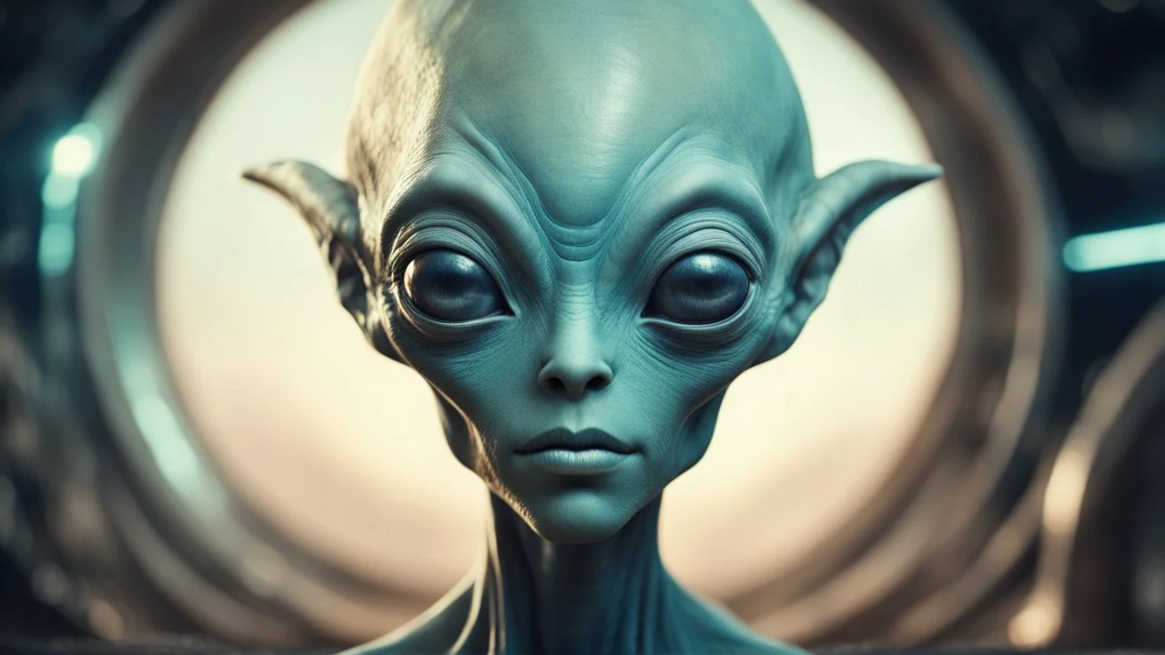 Portrait of a beautiful intelligent alien,
