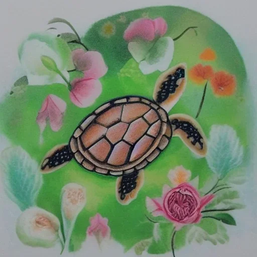 turtle and flowers