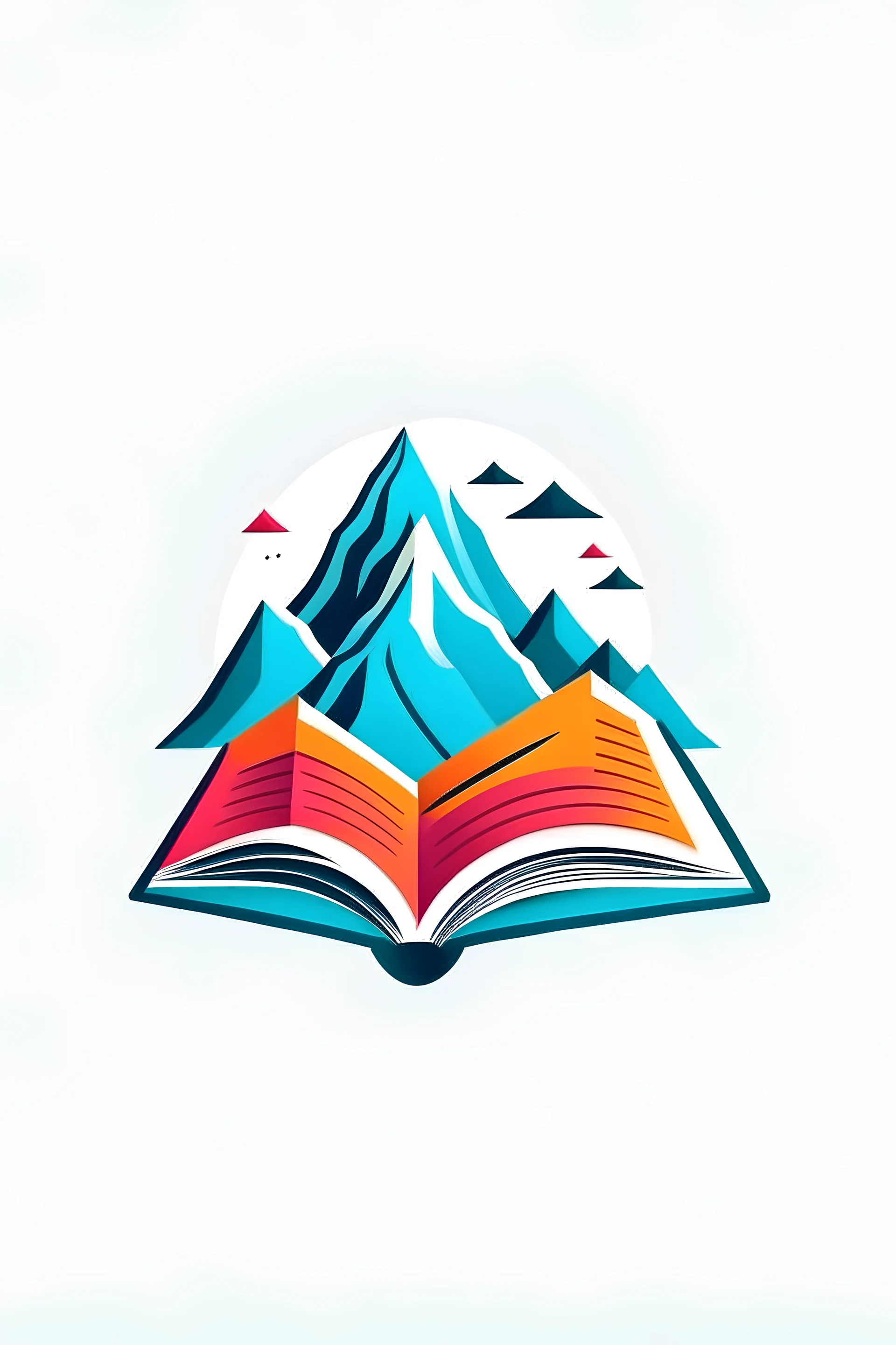 The logo consists of an educational book and combines it with mountains in a simple way and attractive colors