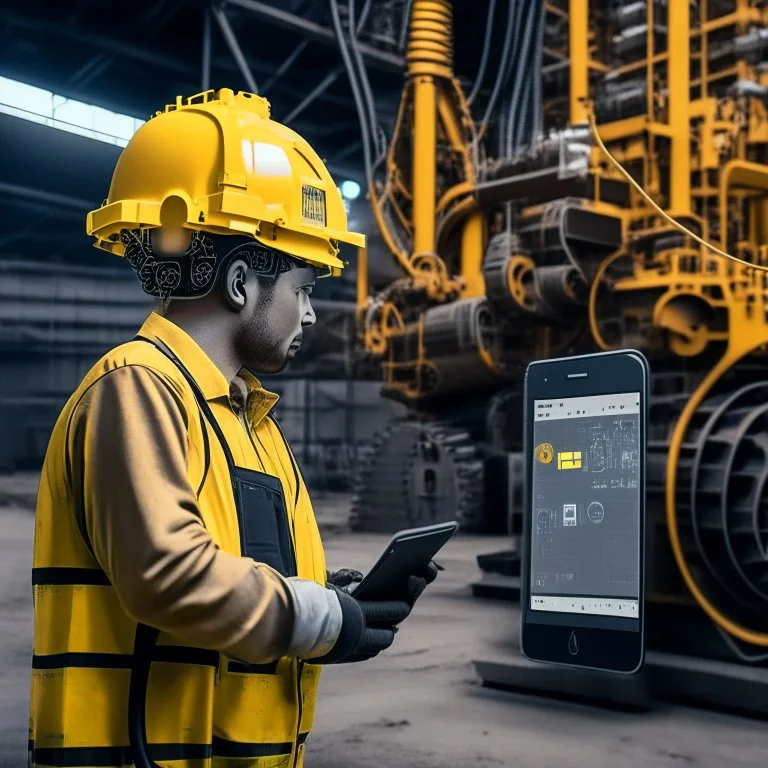 an industrial equipment powered by AI that is talking to the operator