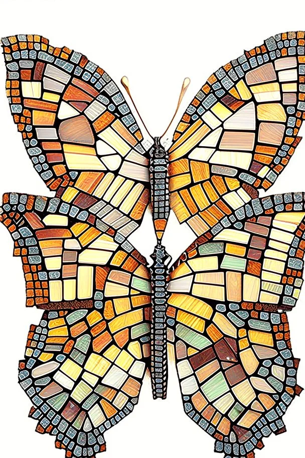 very beautiful butterfly wood mosaic