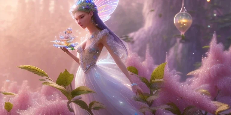 crystal subtle flower in a galactic ambiance beautiful fairy, transparent, delicate colors, in the foreground, full of details, smooth，soft light atmosphere, light effect，vaporwave colorful, concept art, smooth, extremely sharp detail, finely tuned detail, ultra high definition, 8 k, unreal engine 5, ultra sharp focus