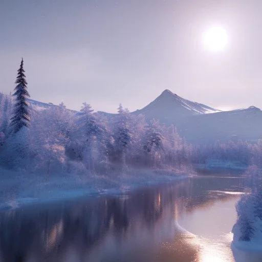 Alaska river winter steamboat