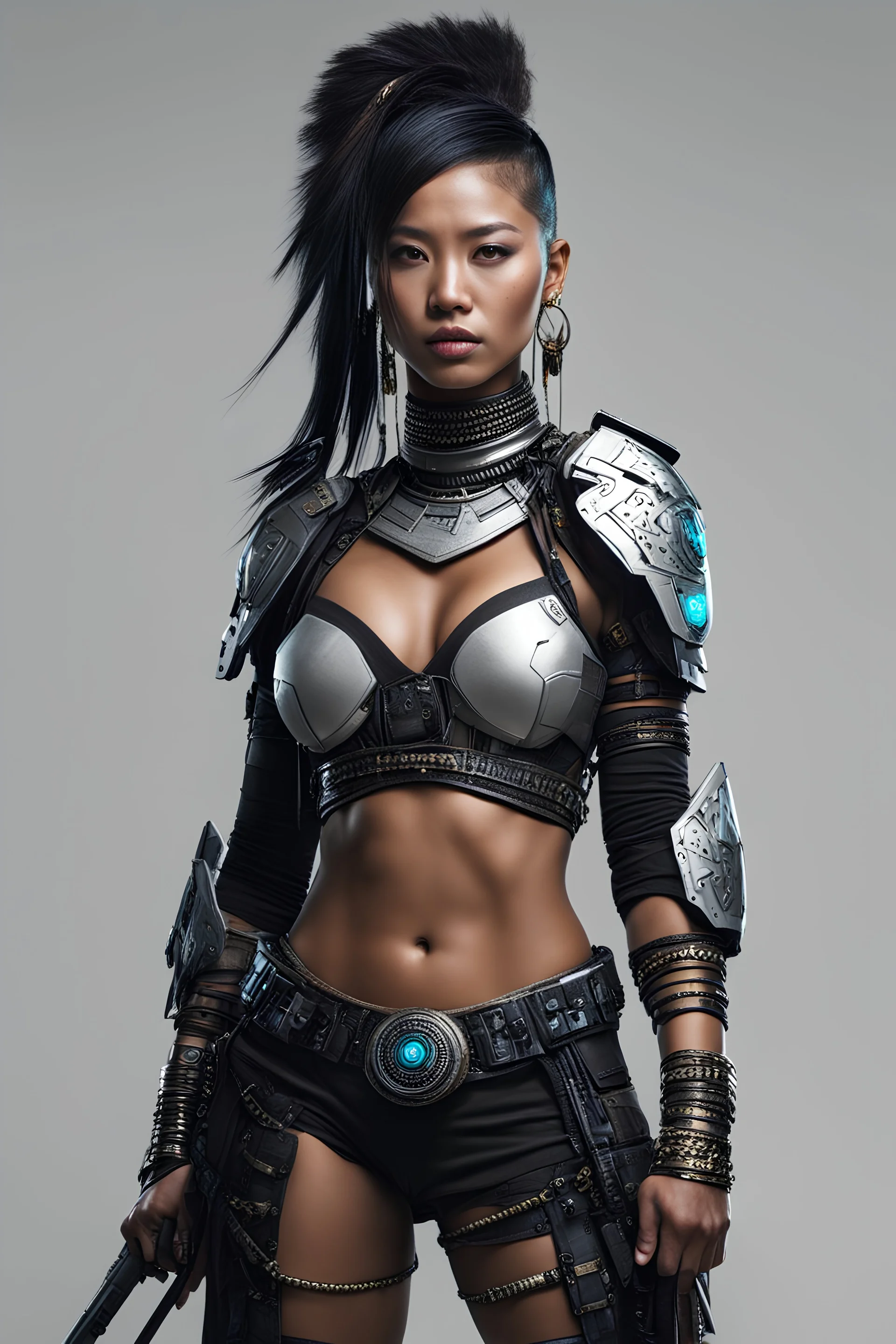 cyberpunk female Pribumi indonesia, warrior