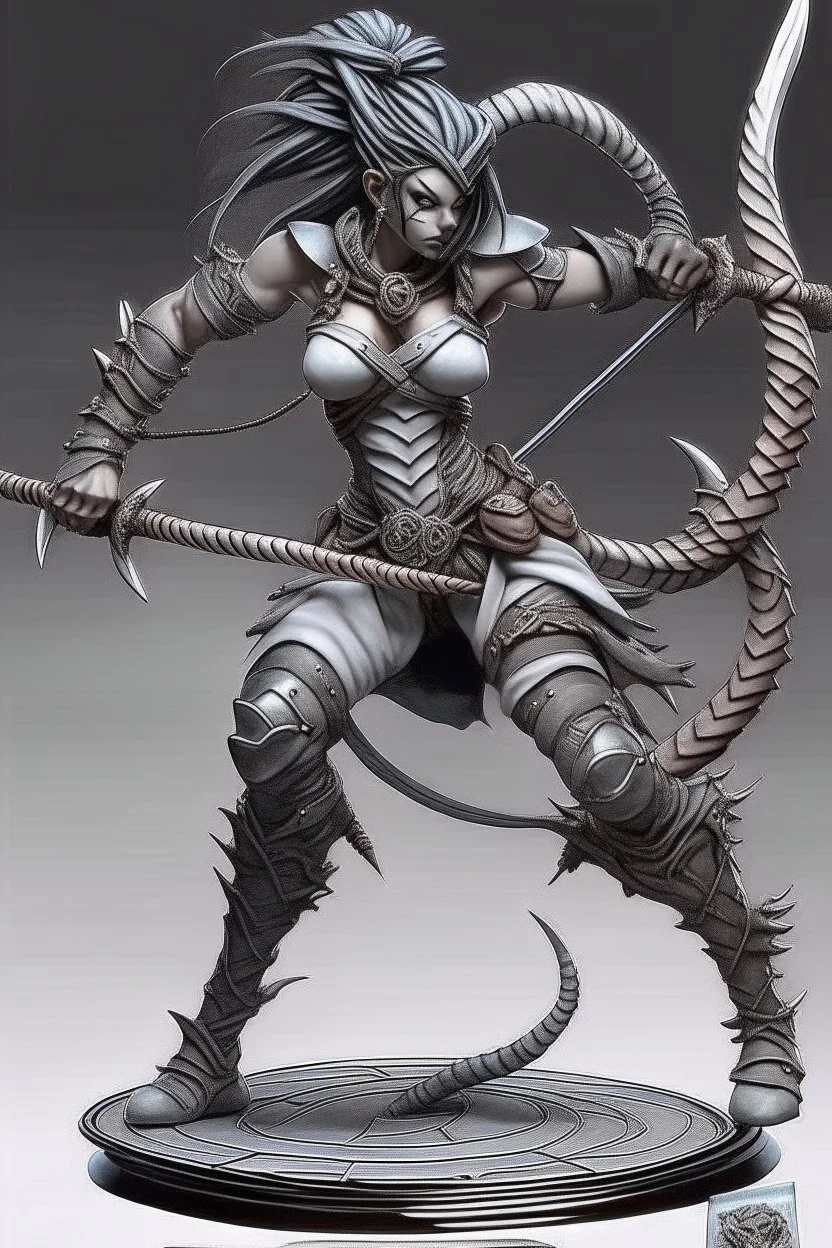 female gray skin Shadar-Kai wielding a Whip a whip made out of black thorns