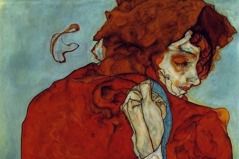 hippie girl smoke by Egon Schiele