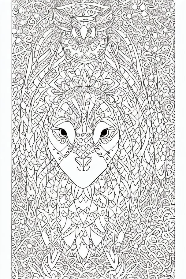 coloring book page of a magical animall