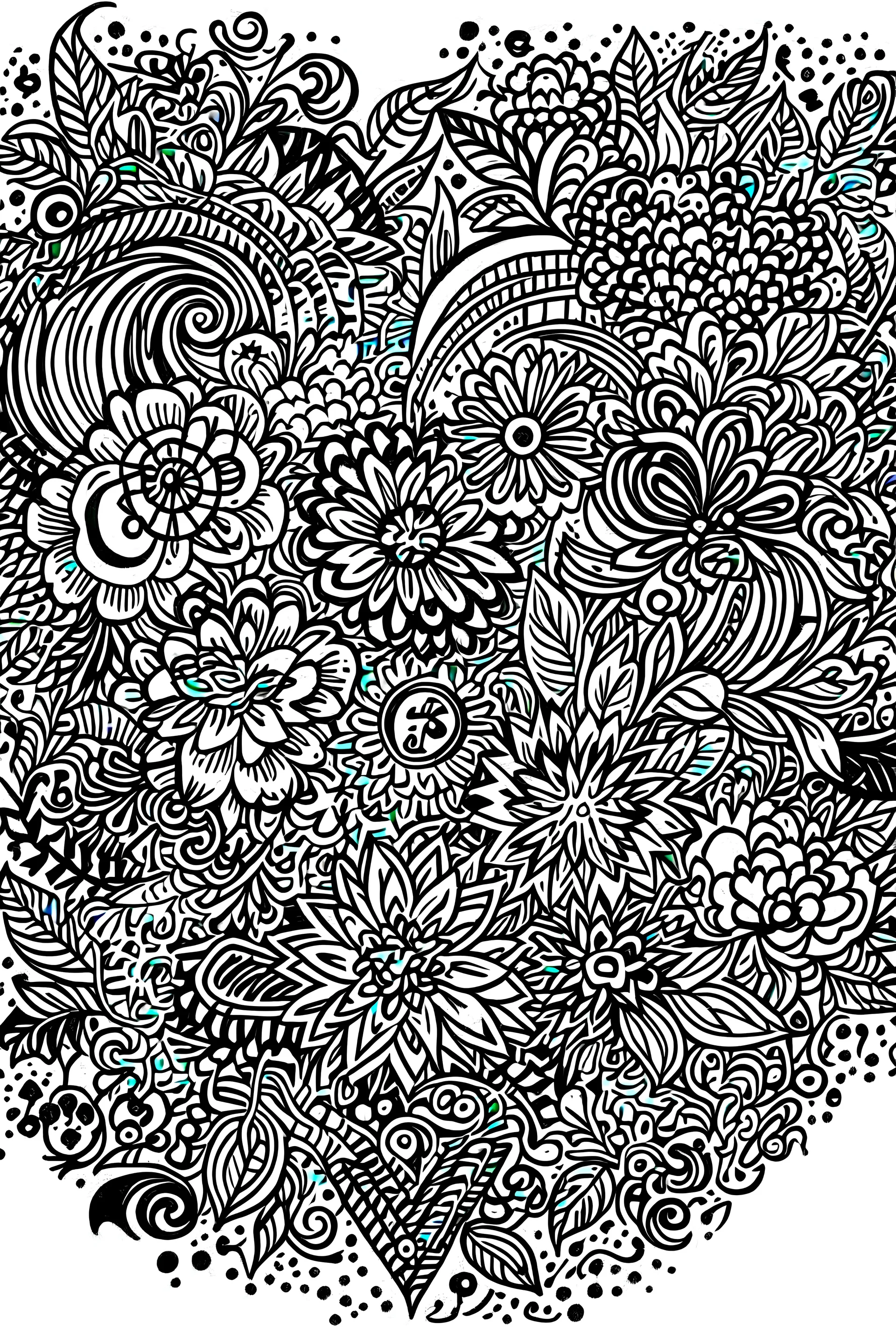 Valentine day present, coloring pages for adults, less complex, black and white