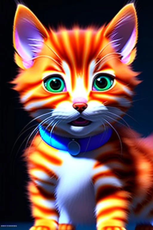 furry orange kitten, Pixar style