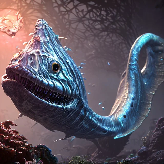 fluid ink angler fish creature, unreal engine 5, 8k resolution, photorealistic, ultra detailed