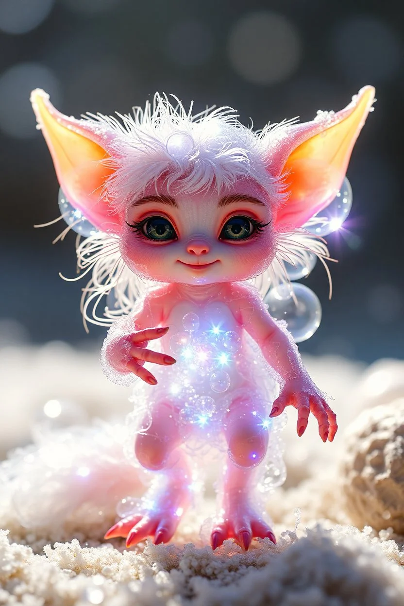 glorious transparent transcendent cute hairy gremlin elf fairy fox built as bubble wrap art