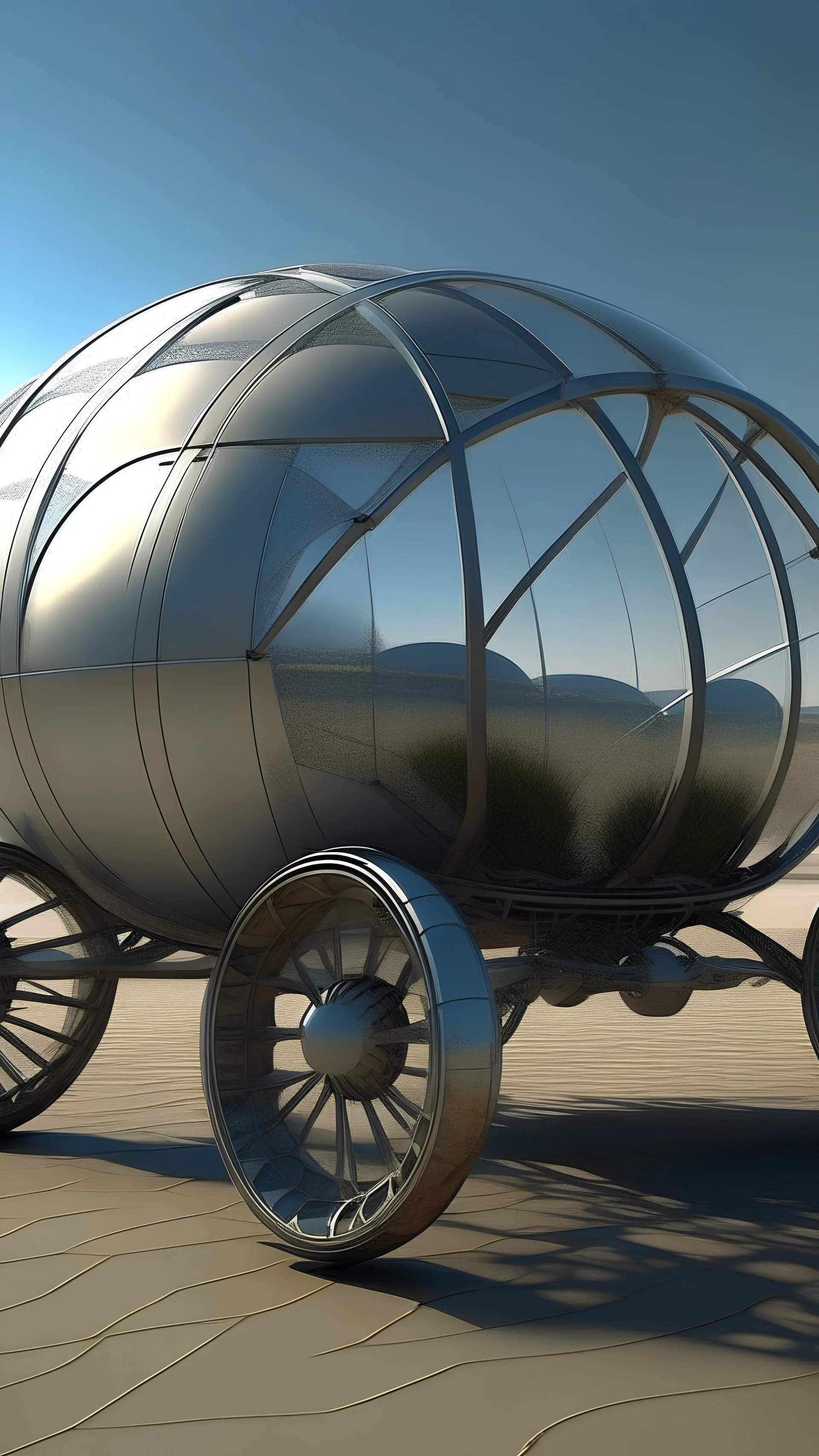 A spherical vehicle that has webbed legs instead of wheels like insects